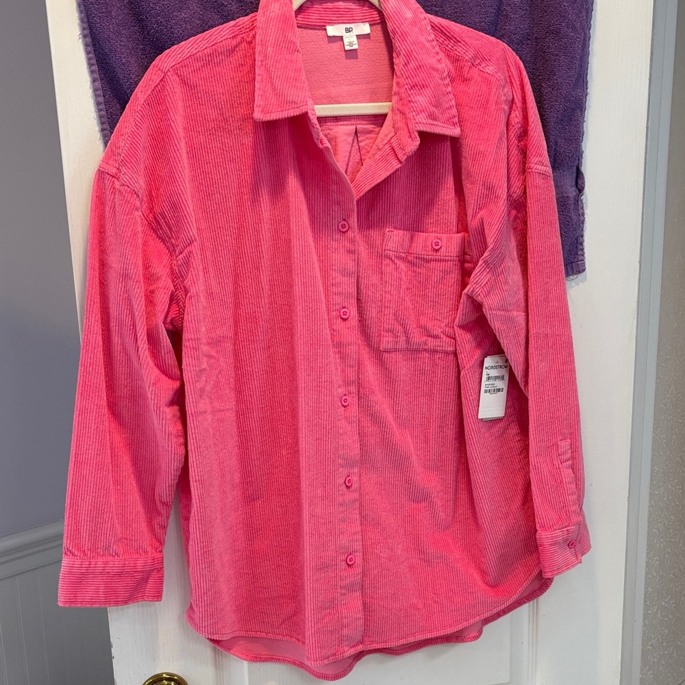 NWT BP Bright Pink Corduroy Shirt
